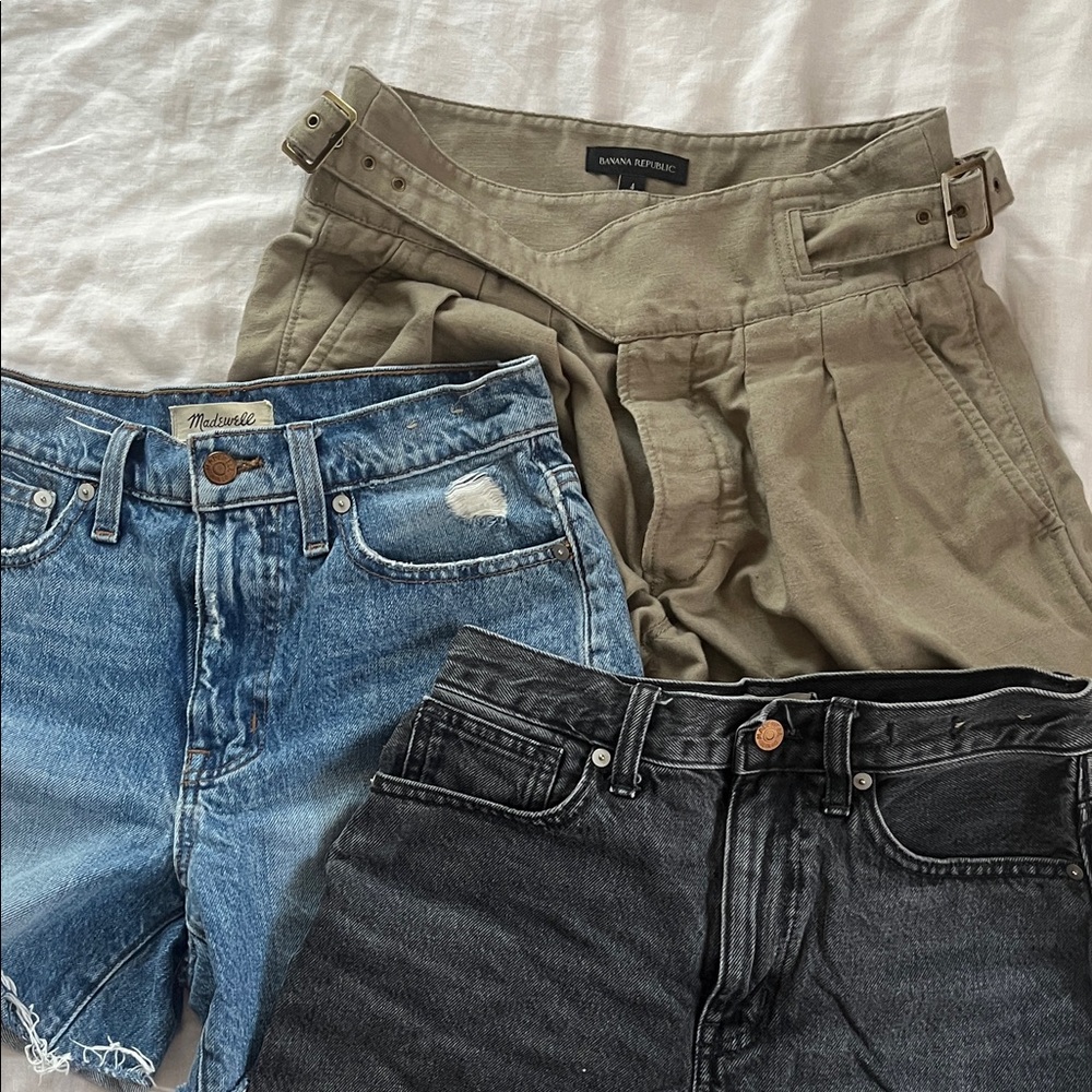 Denim and linen shorts